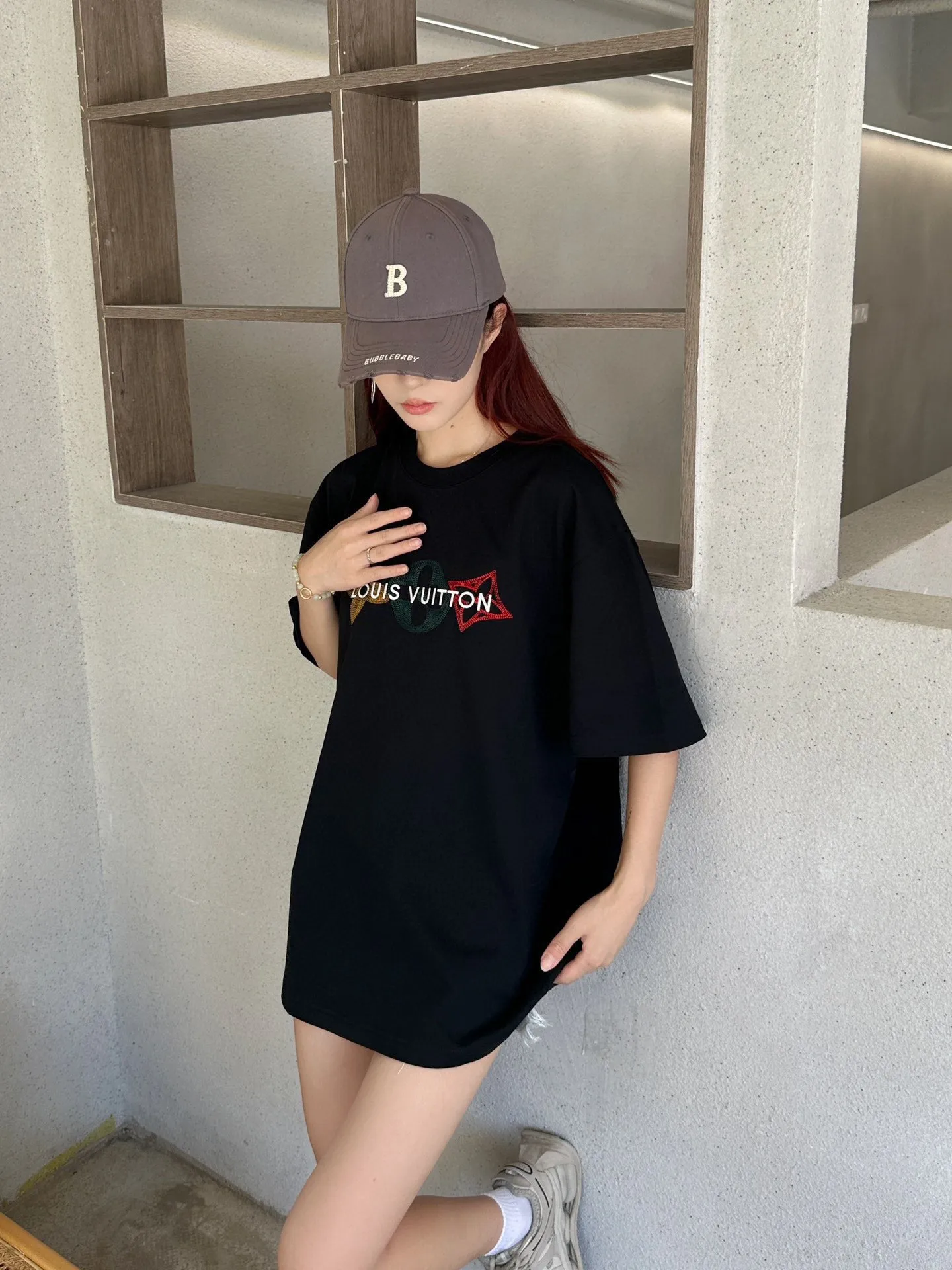 Louis Vuitton/Louis Vuitton 24ss embroidered three-letter short sleeves